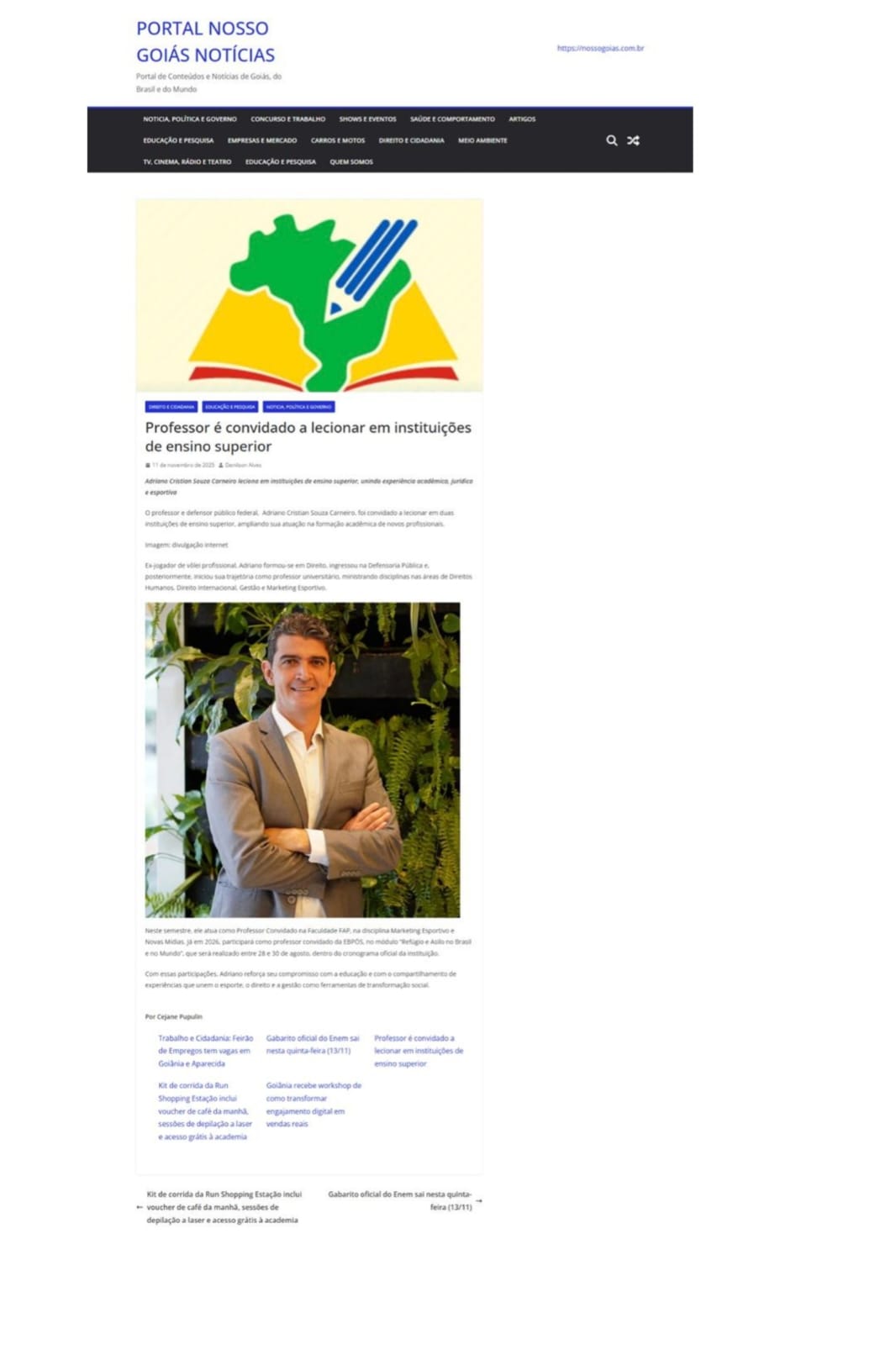 Portal Nosso Goiás - Professor convidado em instituições de ensino superior